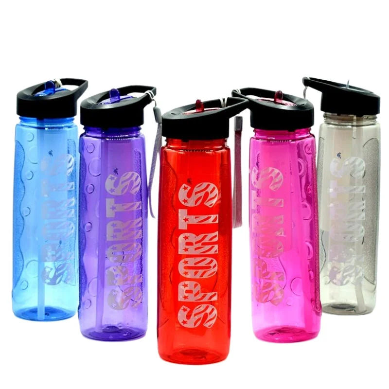 Blue Stylish Water Sport Bottle 1000ml with Straw | Leakproof BPA-Free Hydration Bottle for School, Gym & Travel