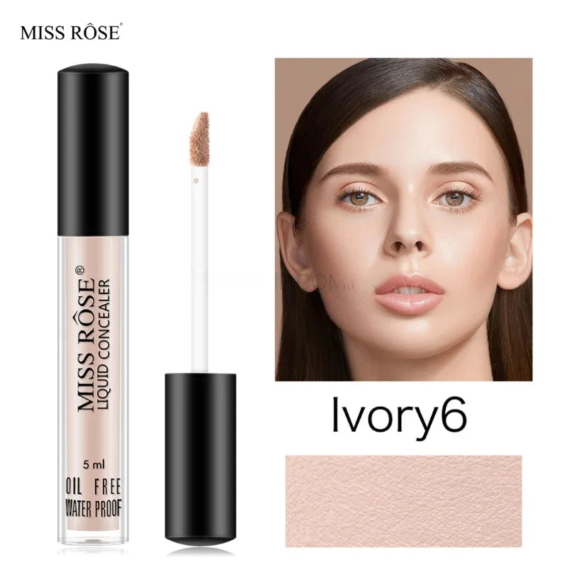 MISS ROSE Liquid Concealer | Ivory 6 | Waterproof High-Coverage Formula (5ml)
