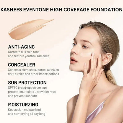 Kashees Eventone Liquid Foundation | High Coverage Long Lasting Radiant Makeup Base 30 ml