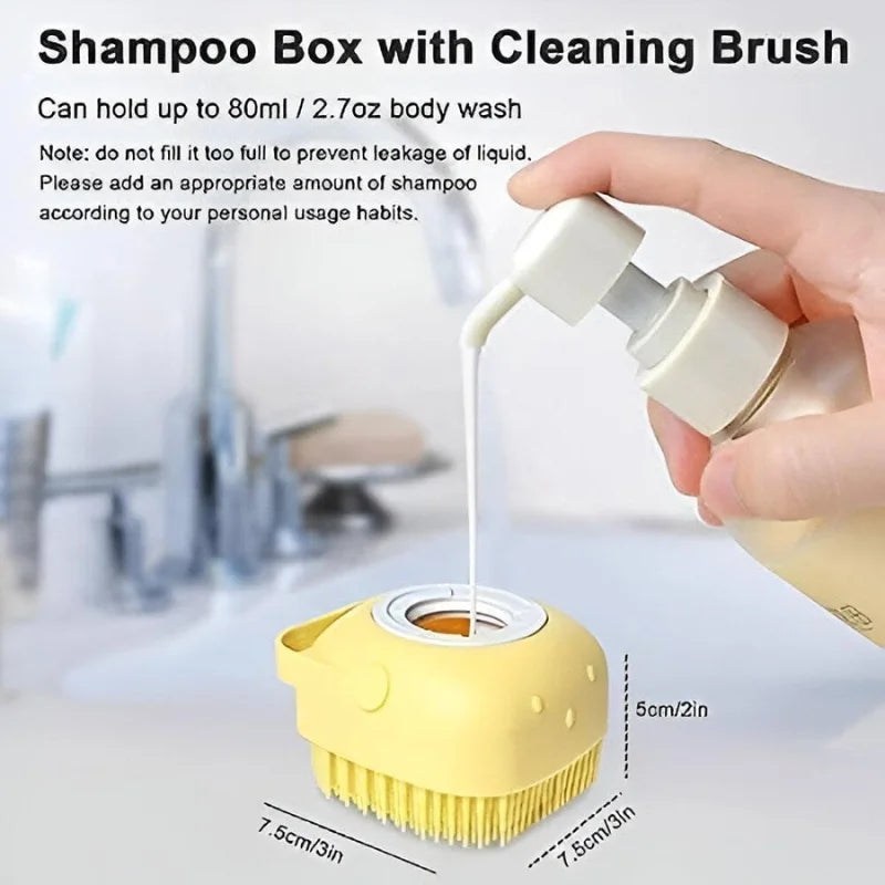 Soft Silicone Bath Brush with Hooks | Baby & Adult Body Scrubber | Random Color | With Box