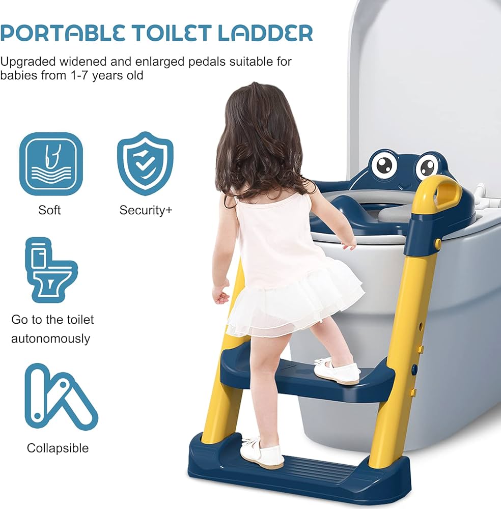 2 in 1 Foldable Potty Training Toilet Seat & Ladder | Soft Cushion & Anti-Slip