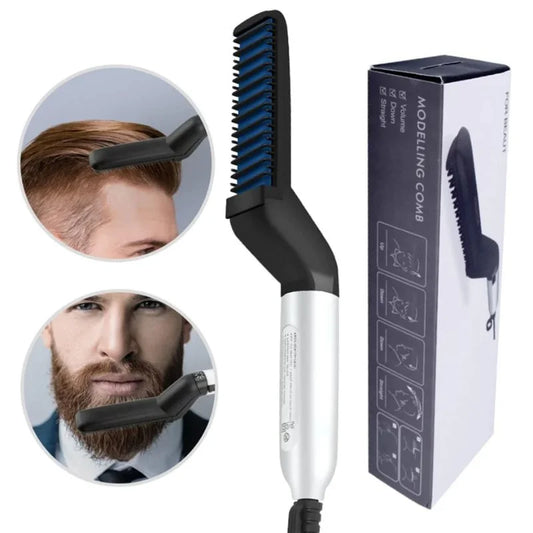 Hair & Beard Straightener Comb for Men | Multifunction Electric Hair & Beard Styling Brush | Quick Heating Ceramic Straightener