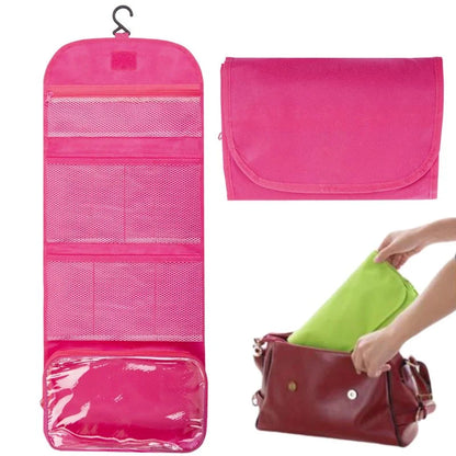 Travel Roll-Up Hanging Cosmetic & Toiletry Organizer Bag  | Multi-Compartment Storage | Hook for Hanging | Random Colors