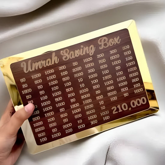 Umrah Saving Box – Premium Wooden | Save PKR 210,000 in 280 Days