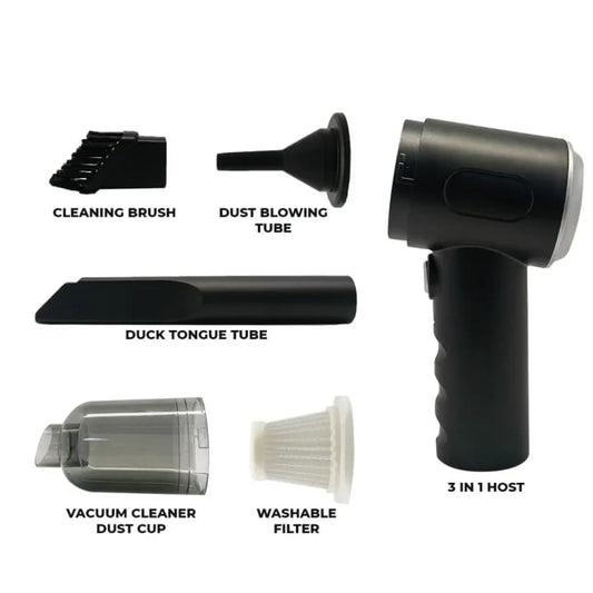 3 In 1 Portable Vacuum Cleaner Duster Blower  | Air Pump Wireless Hand-held Cleaning For Car Home