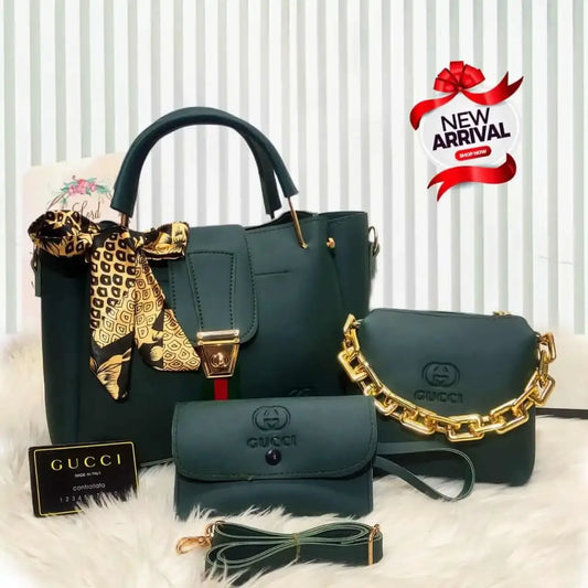 Luxe Trio: Soft Leather Handbag