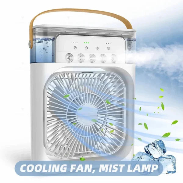 10 Inches | Large Size Portable Air Conditioner Fan | Usb Electric Fan With Led Night Light, Fine Mist Water, And Humidifier Function | Led Night Light Water Mist | Random Color